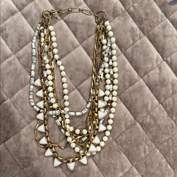 Stella & Dot Jewelry - Stella & Dot Cream and Gold Layered Statement Necklace